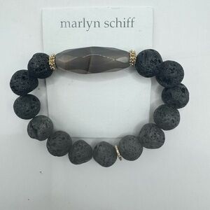 Marlyn Schiff Gray Lava Bead Bracelet